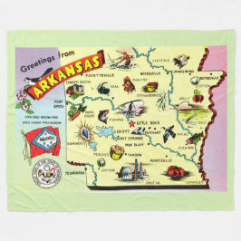 Colorful Arkansas Map Fleece Blanket フリースブランケット