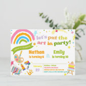 Colorful Art Sibling Birthday Party Joint  招待状 (スタンド正面)