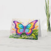 Colorful Artistic Butterfly Happy Birthday カード (正面)