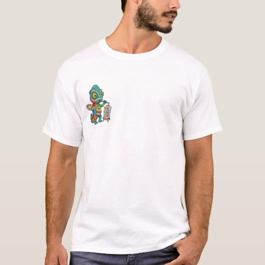 Colorful Artistic Chameleon Painter Cartoon Tシャツ (正面)