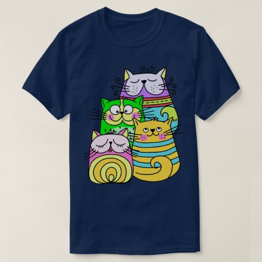 Colorful Artsy Collection of Doodle Cats  Tシャツ (デザイン正面)