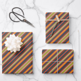 Colorful Autumn And Winter Colored Stripes Pattern ラッピングペーパーシート