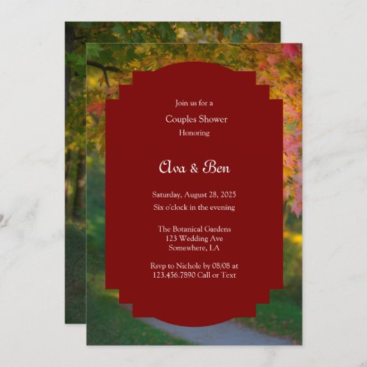 Colorful Autumn Day Couples Shower 招待状 (正面/裏面)