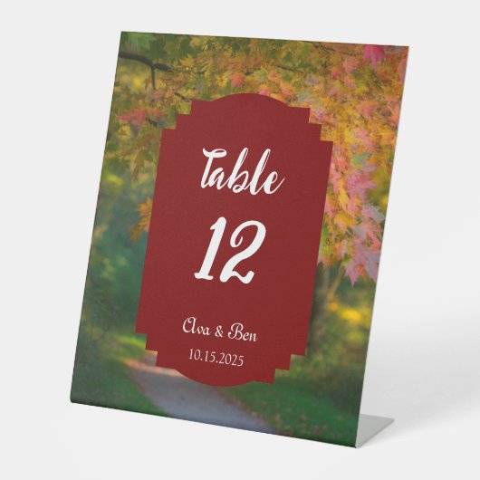 Colorful Autumn Day Wedding Table Number 台座サイン (正面)