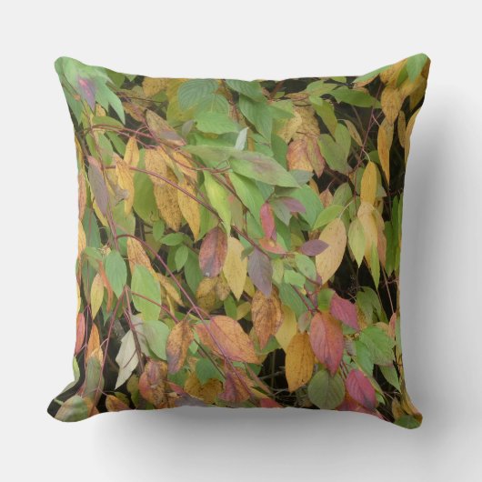 Colorful Autumn Leaves Pattern Throw Pillow クッション (正面)