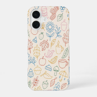 Colorful Autumn Pattern – Cozy Fall Leaves, Coffee iPhone 16ケース