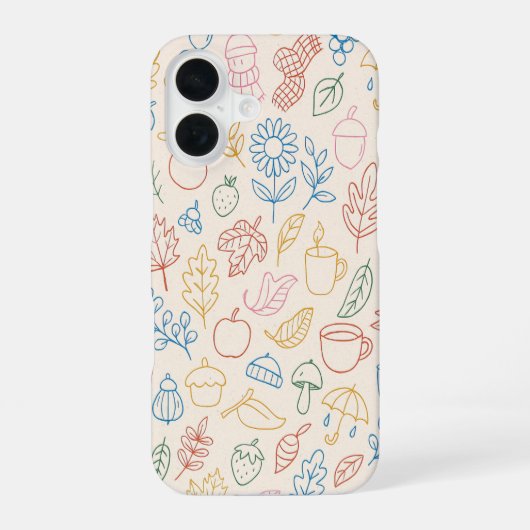 Colorful Autumn Pattern – Cozy Fall Leaves, Coffee iPhone 16ケース (裏面)
