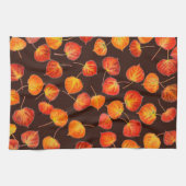 Colorful Autumn Quaking Aspen Leaves キッチンタオル (横)
