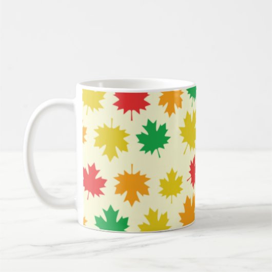 Colorful Autumnal Leafs - Nature Pattern コーヒーマグカップ (左)
