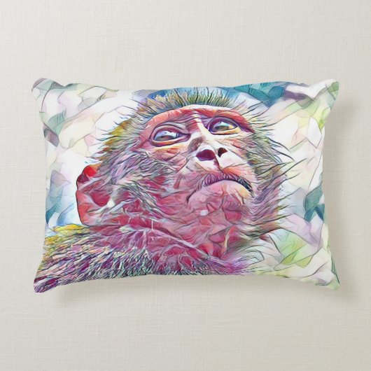 Colorful Baby Monkey Art アクセントクッション (正面)
