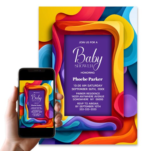 Colorful Baby Shower 招待状