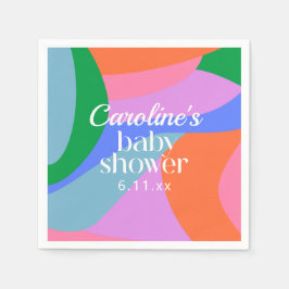 Colorful Baby Shower Abstract Waves Modern Custom スタンダードカクテルナプキン