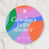 Colorful Baby Shower Abstract Waves Modern Custom フェイバータグ (正面)