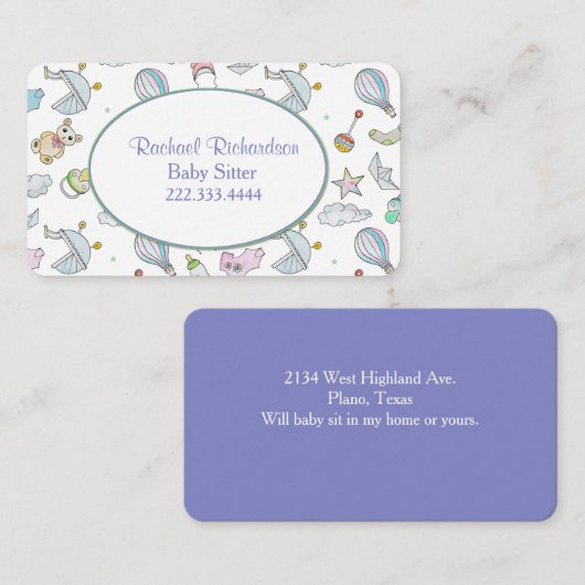 Colorful Baby Things Babysitter 名刺 (正面/裏面)