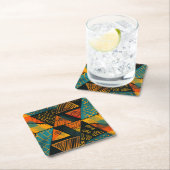Colorful background with African motifs スクエアペーパーコースター (インサイチュ)