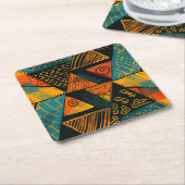 Colorful background with African motifs スクエアペーパーコースター (アングル)
