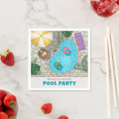 Colorful Backyard Swimming Pool Birthday Party スタンダードカクテルナプキン (インサイチュ)