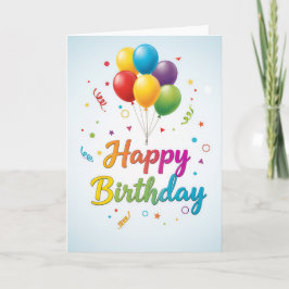 Colorful Balloon Celebration – Happy Birthday Card カード