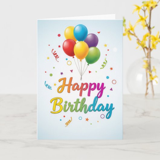 Colorful Balloon Celebration – Happy Birthday Card カード (黄色い花)