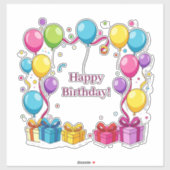Colorful Balloon Celebration With Gift Boxes シール (シート)