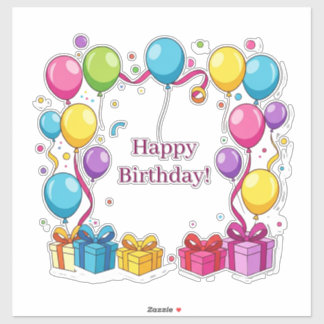 Colorful Balloon Celebration With Gift Boxes シール