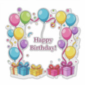 Colorful Balloon Celebration With Gift Boxes シール (正面)