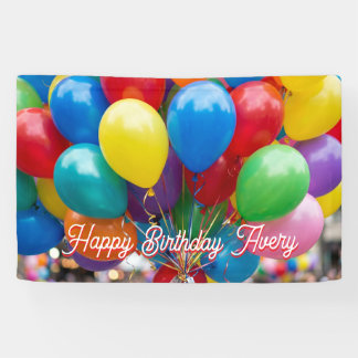 Colorful Balloons Personalized Happy Birthday 横断幕