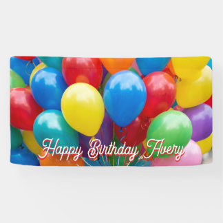 Colorful Balloons Personalized Happy Birthday 横断幕