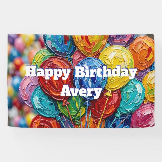 Colorful Balloons | Personalized Happy Birthday 横断幕 (横)