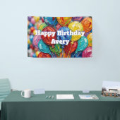 Colorful Balloons | Personalized Happy Birthday 横断幕 (トレードショー)