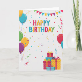 Colorful Balloons & Presents Kids Birthday Card カード