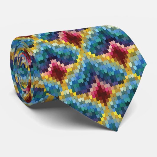Colorful Bargello Embroidery Boho Chic Pattern ネクタイ (ロール)