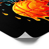 Colorful Basketball Dripping Color Splash Hoop Net ポスター (角)