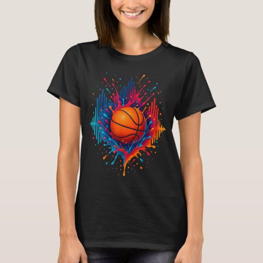 Colorful Basketball Tie Dye Splash Soundwave Stree Tシャツ (正面)