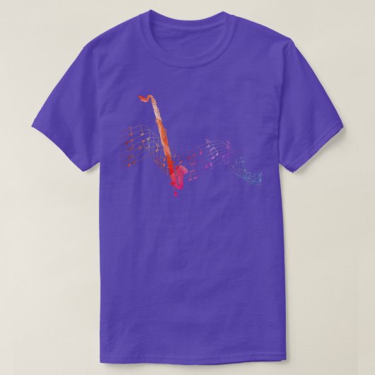 Colorful Bass Clarinet on Music sheet Contrabass C Tシャツ (デザイン正面)