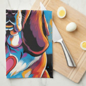 Colorful Basset Hound Pop Art Kitchen Towel キッチンタオル (四つ折り)