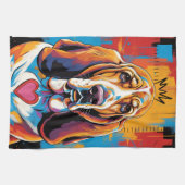 Colorful Basset Hound Pop Art Kitchen Towel キッチンタオル (横)