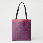 Colorful Batik Red & Purple Abstract トートバッグ (正面)