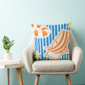 Colorful Beach Bold Orange Blue Stripes クッション (椅子)