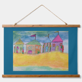 Colorful Beach Huts 吊り下げ型タペストリー