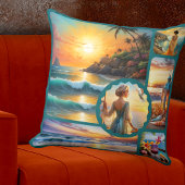 Colorful Beach Photo Collage Boho Chic  クッション