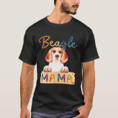 Colorful Beagle Mama  Dog Mom Tシャツ (正面)