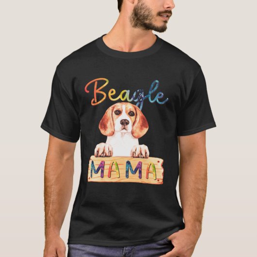 Colorful Beagle Mama Dog Mom Tシャツ (正面)