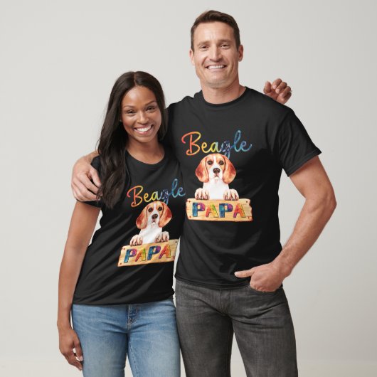 Colorful Beagle Papa  Dog Dad Tシャツ (ユニセックス)