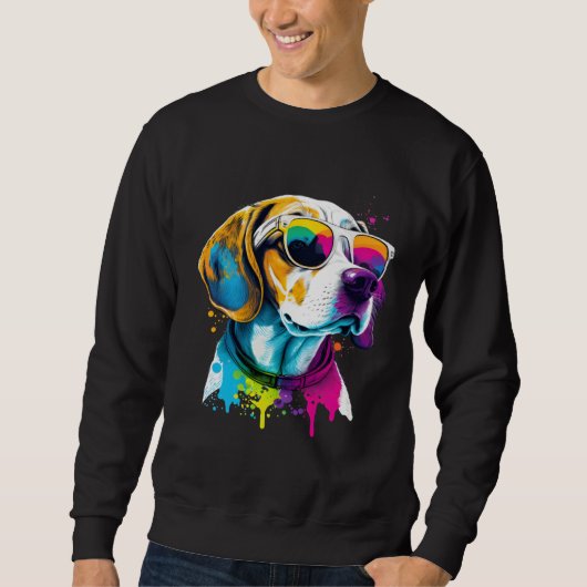 Colorful Beagle Pop Dog Dad Mom Dog   1 スウェットシャツ (正面)