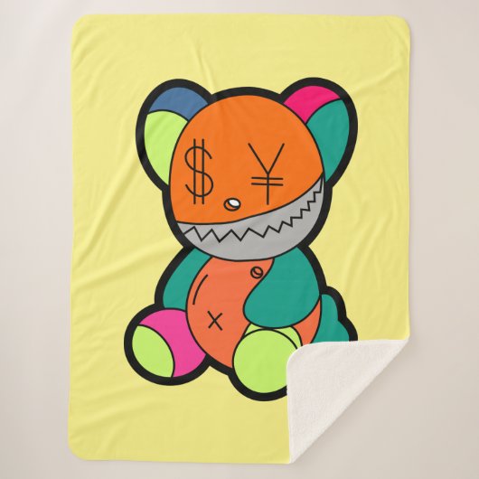 Colorful bear シェルパブランケット (正面)
