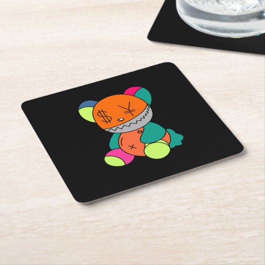 Colorful bear スクエアペーパーコースター (アングル)
