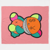 Colorful bear フリースブランケット (正面(横))