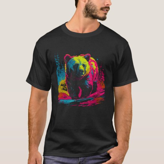Colorful Bear Face Spirit Animal Tシャツ (正面)