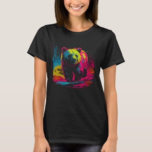 Colorful Bear Face Spirit Animal Tシャツ (正面)